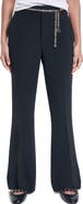 KARL LAGERFELD PARIS Chain Belt Straight Leg Career Pants