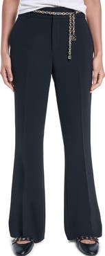 KARL LAGERFELD PARIS Chain Belt Straight Leg Career Pants