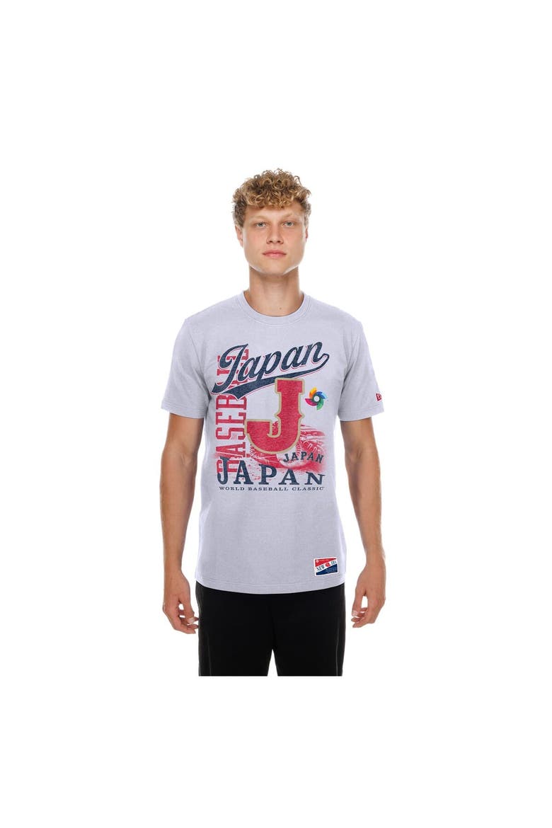 Men's New Era White Japan Baseball 2026 World Baseball Classic Oversized Throwback Distressed T-Shirt, Main, color, White