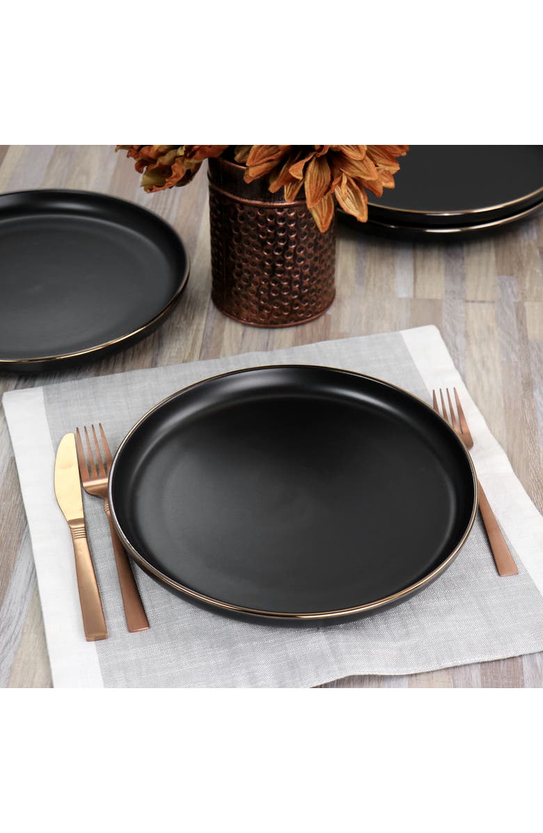 Elama Paul 6 Piece Stoneware Dinner Plate Set, Alternate, color, Black