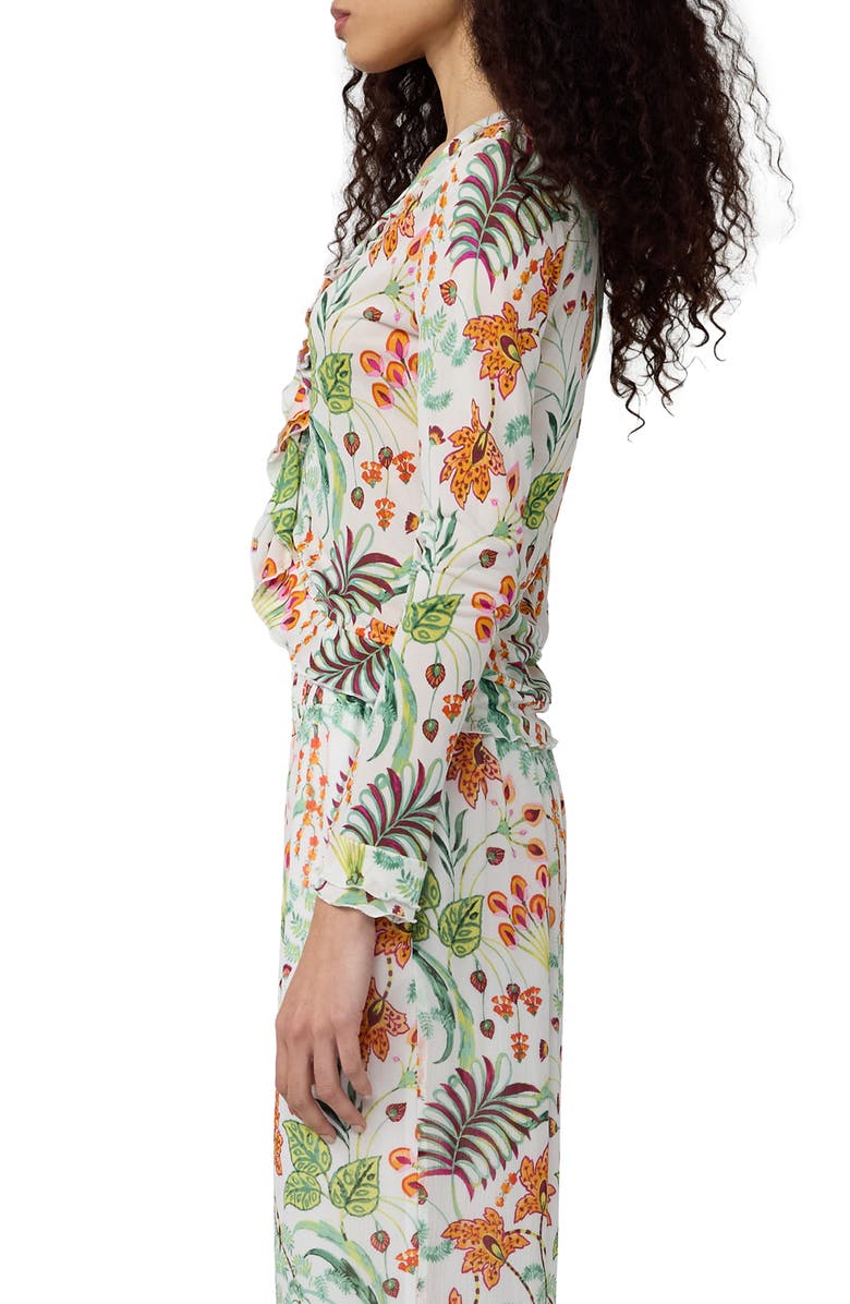 Diane von Furstenberg Fern Botanical Ruffle Trim Crop Top, Alternate, color, Miragevine White