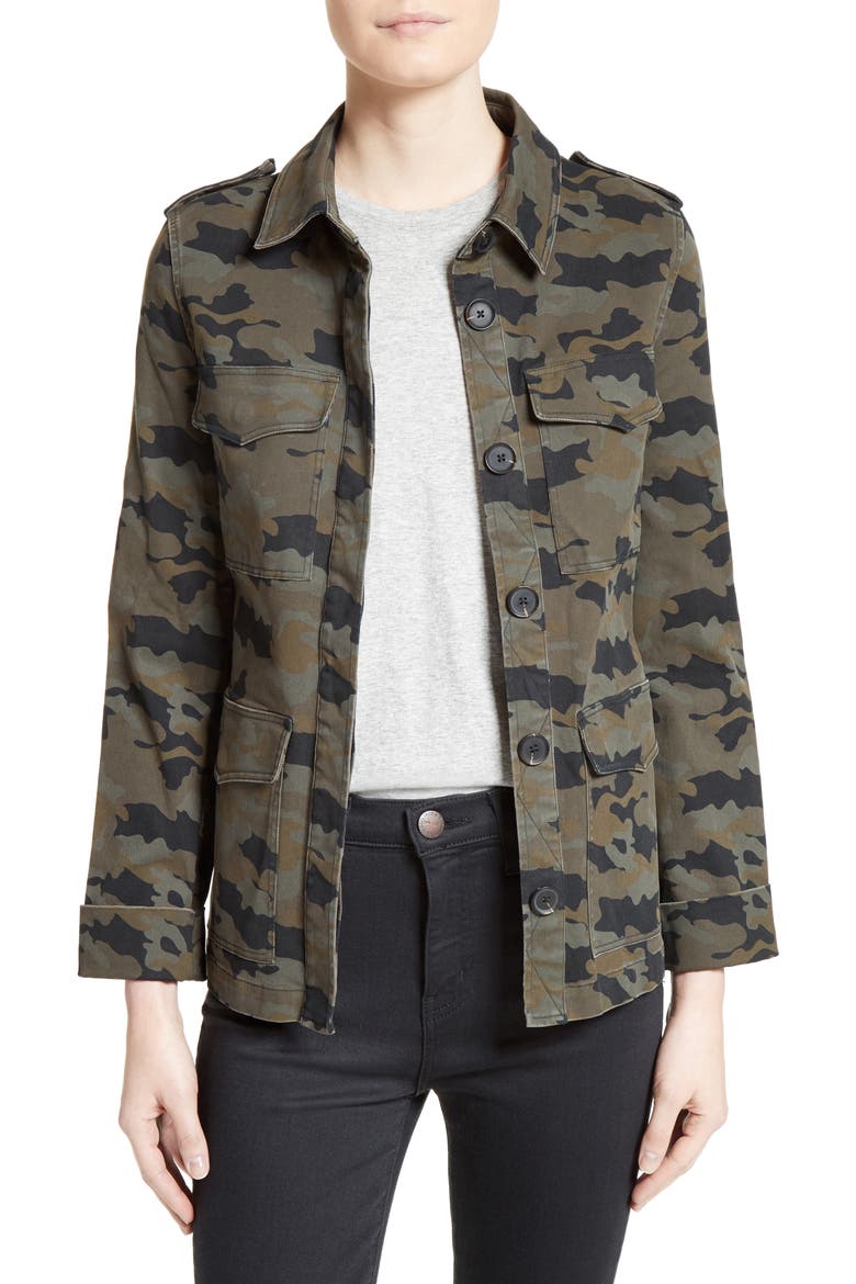 Camo Print Military Jacket, Main, color, CAMO MULTI