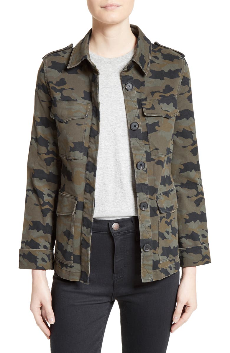 L'AGENCE Camo Print Military Jacket, Main, color, 