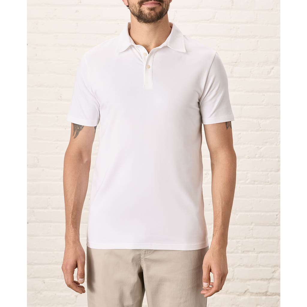 Pact Organic Cotton Luxe Stretch Jersey Slim Polo In White