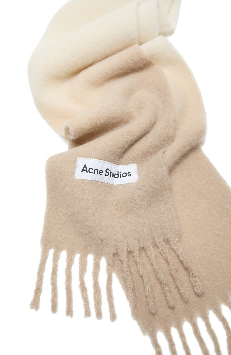 Acne Studios Vally Dip Dye Alpaca & Wool Blend Fringe Scarf, Alternate, color, Light Beige