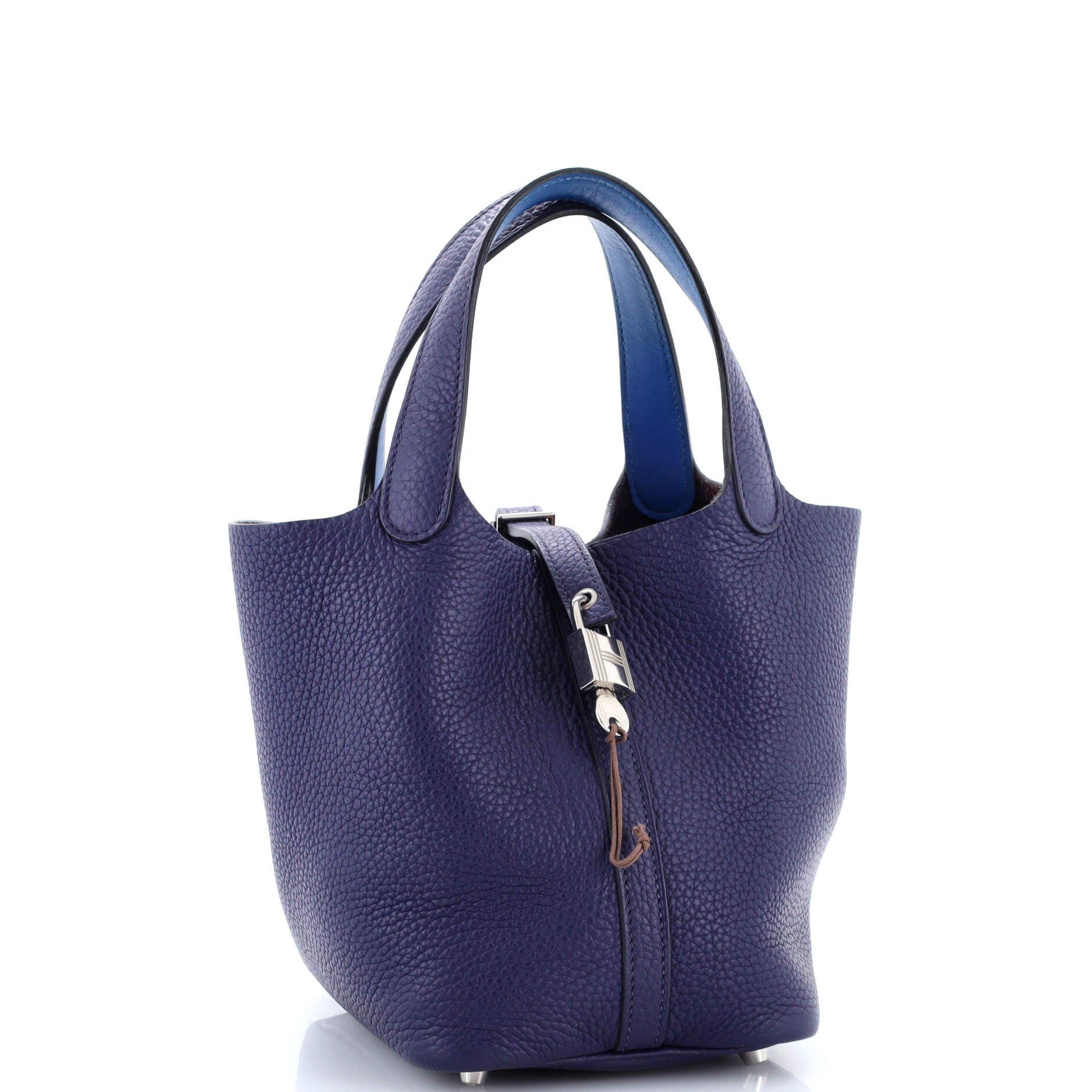 Pre-Owned Hermes Eclat Picotin Lock Bag Clemence with Swift PM, Alternate, color, Bleu Encre