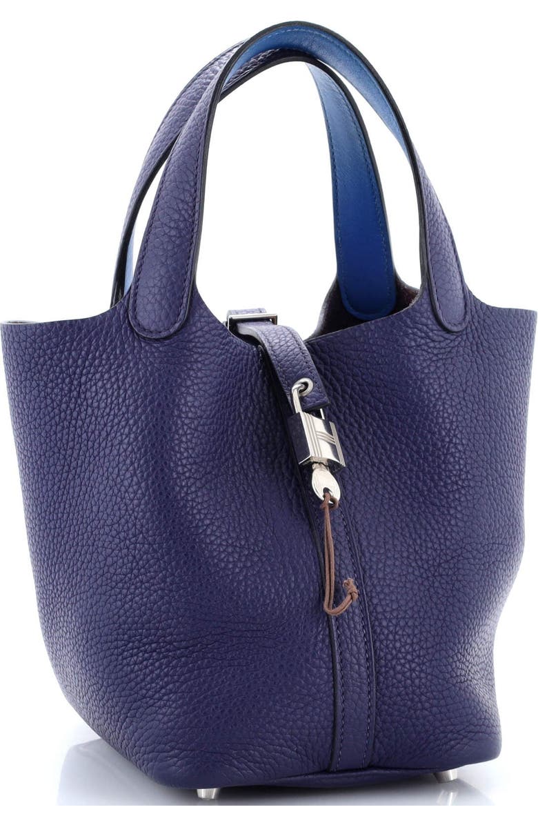 Pre-Owned Hermes Eclat Picotin Lock Bag Clemence with Swift PM, Alternate, color, Bleu Encre