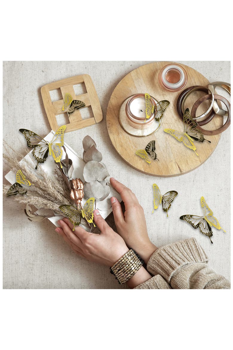 3D Butterflies 78-Piece Wall Sticker, Alternate, color, GOLD