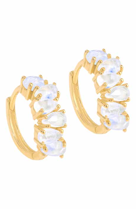 YS GEMS Lab Created Gemstone Huggie Hoop Earrings