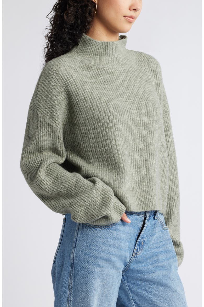 Oversize Cozy Mock Neck Sweater, Alternate, color, GREEN HALO