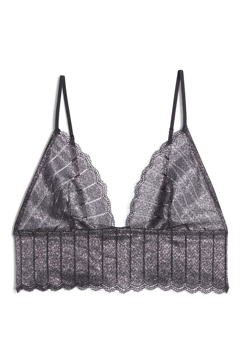 Illusions Metallic Longline Bralette, Alternate, color, BLACK