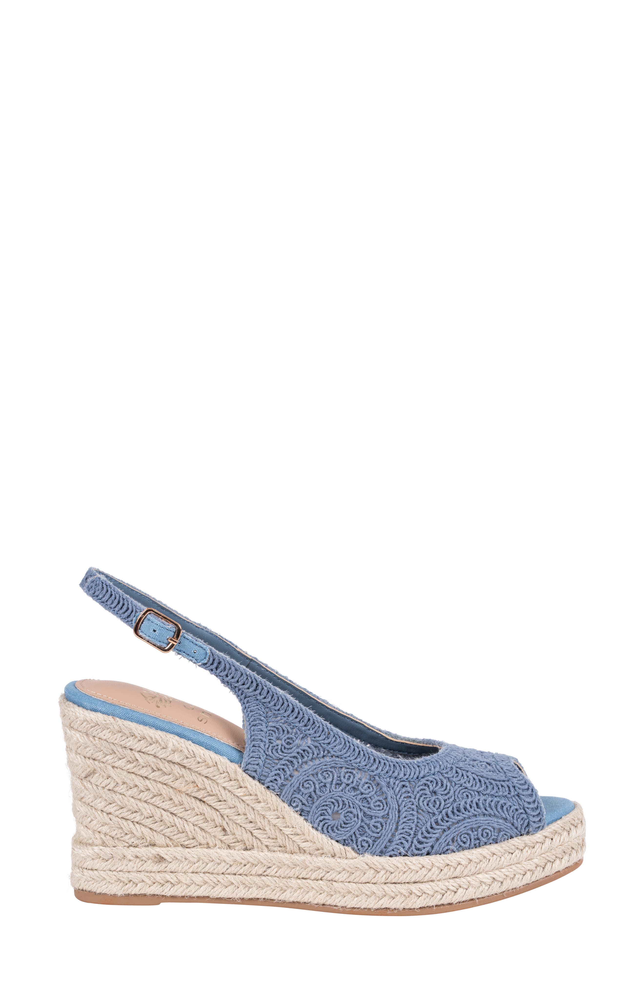 Bowery Lace Espadrille Wedge Slingback Sandal, Alternate, color, BLUE