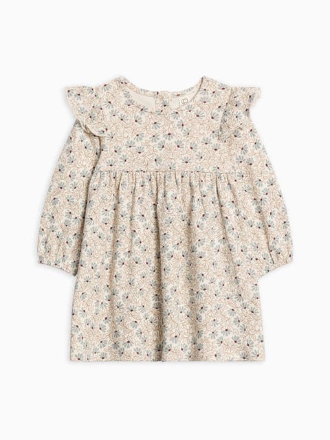 Organic Cotton Mika Armhole Ruffle Long Sleeve Dress (Toddler & Little Kids)