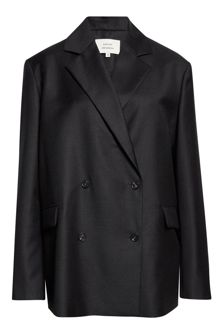 Donau Tailored Double Breasted Virgin Wool Jacket, Alternate, color, BLACK MELANGE