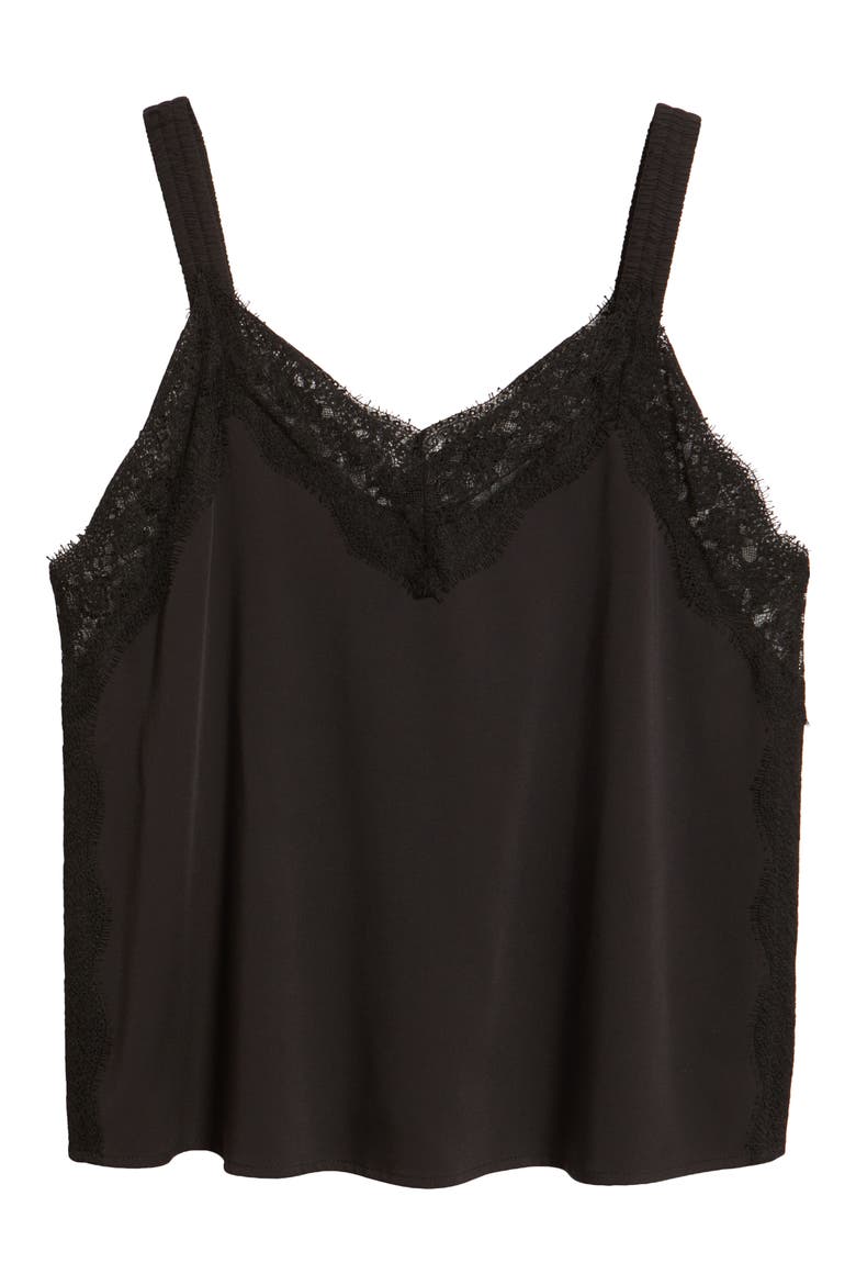 Lace Detail Camisole, Alternate, color, BLACK