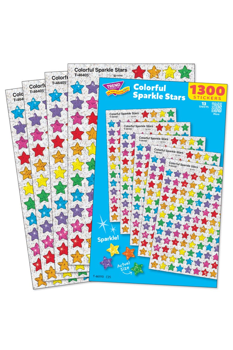 SuperShapes Sparkle Stars, 1300 Count Sticker Pack, Alternate, color, Multicolored