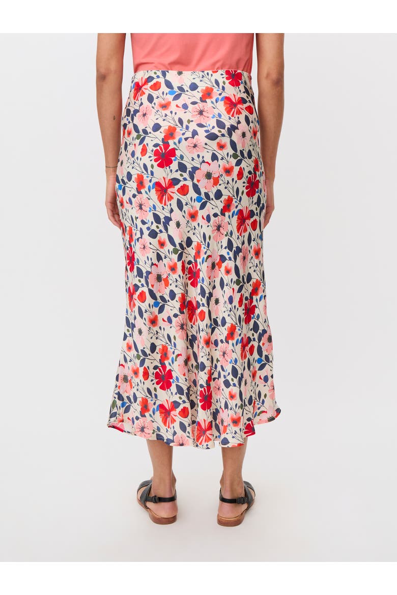 High-Waist Floral Midi Skirt, Alternate, color, Poinsettia