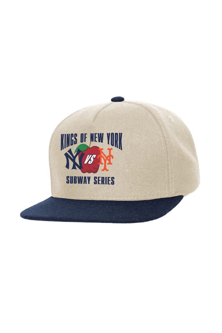 Cream New York Yankees vs. New York Mets Subway Series Matchup Pro Pinch Snapback, Main, color, Cream