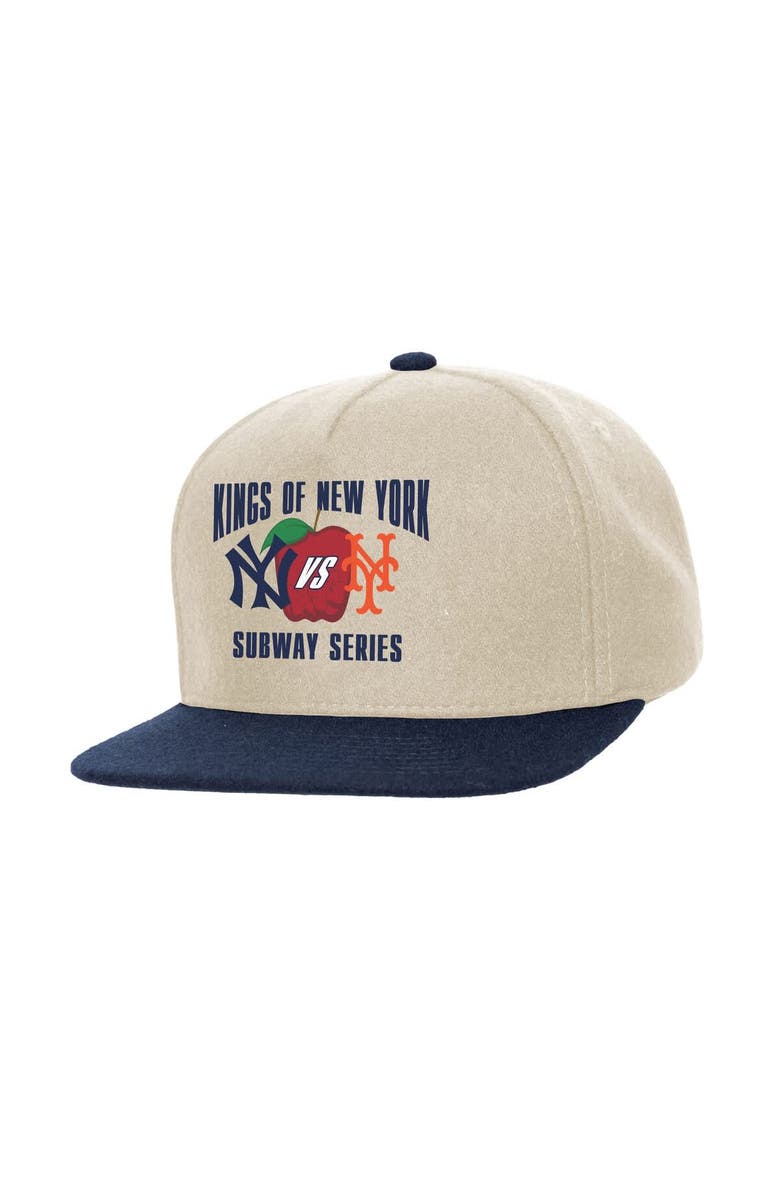 Mitchell & Ness Cream New York Yankees vs. New York Mets Subway Series Matchup Pro Pinch Snapback, Main, color, Cream