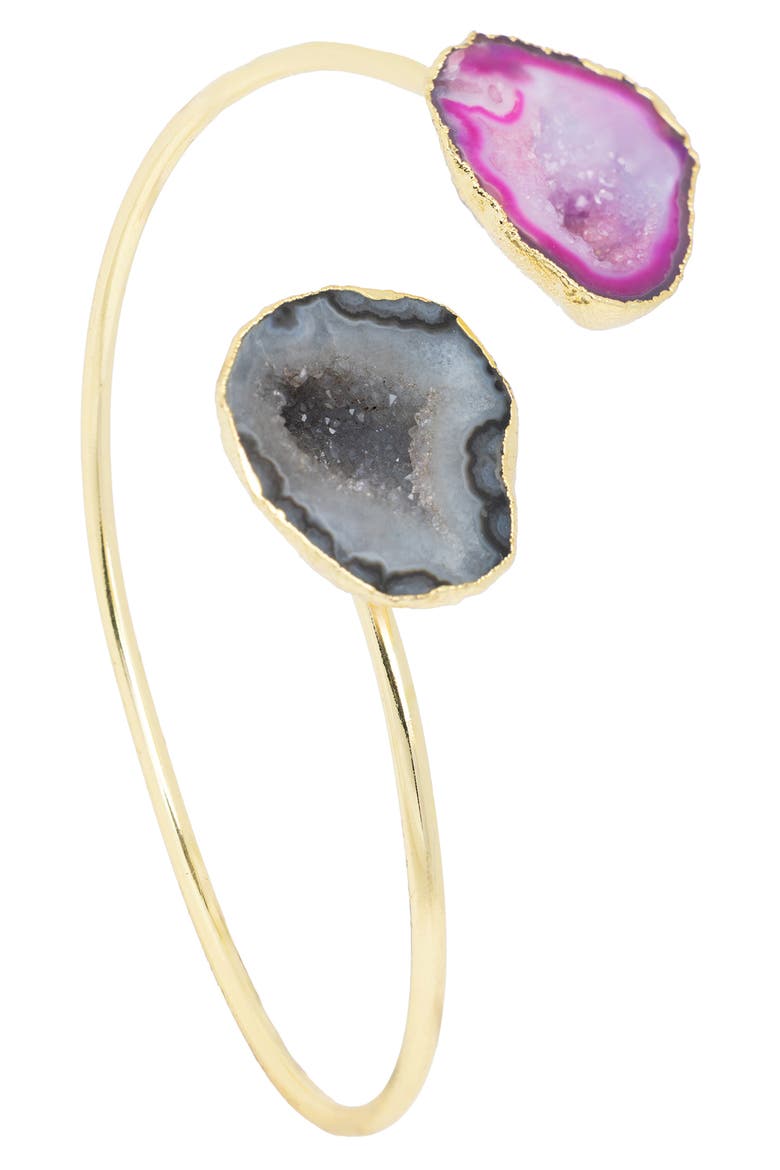 Agate Duet Cuff Bracelet, Main, color, PINK