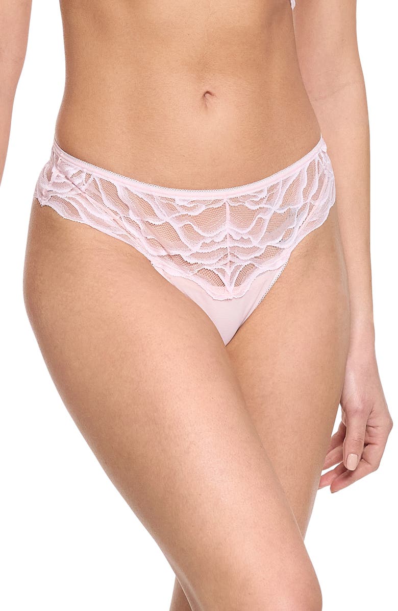 Hanky Panky Floral Lace Trim Thong, Main, color, Vie En Rose Pink