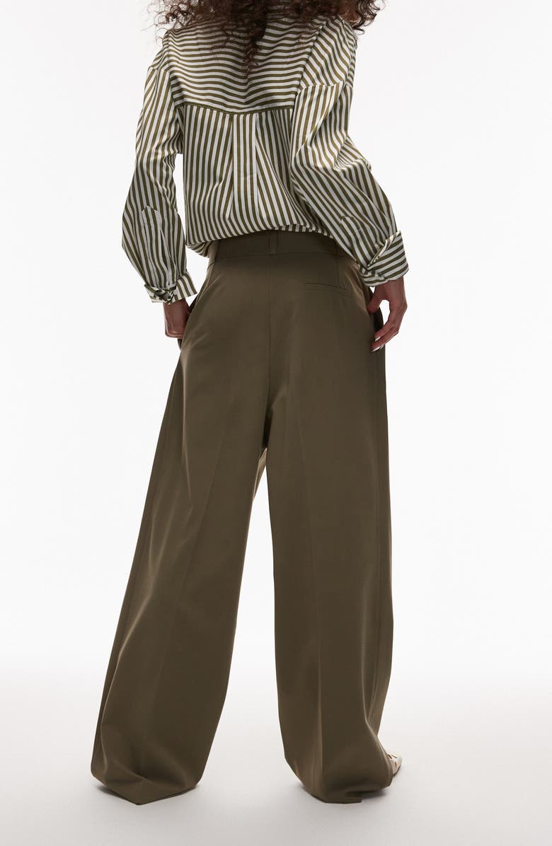Topshop Tailored Straight Leg Pants, Alternate, color, Khaki