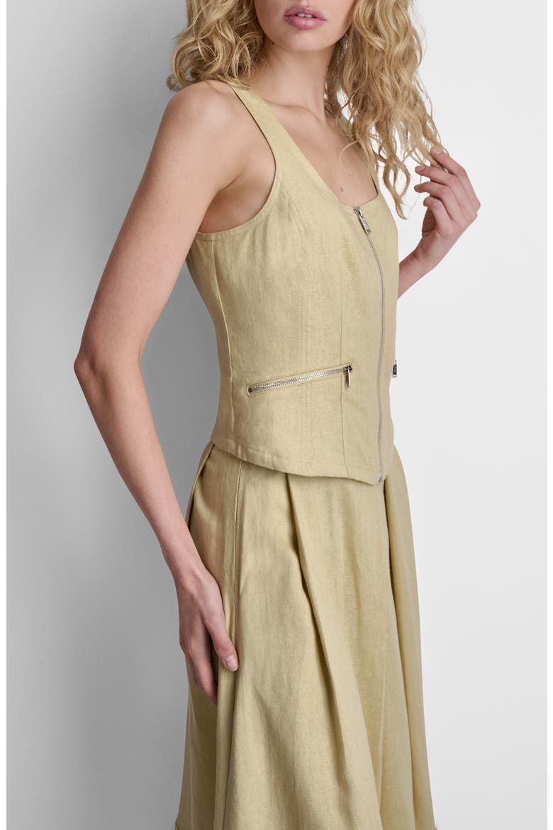 Linen Blend Sleeveless Zip Front Top, Alternate, color, MOJAVE DESERT