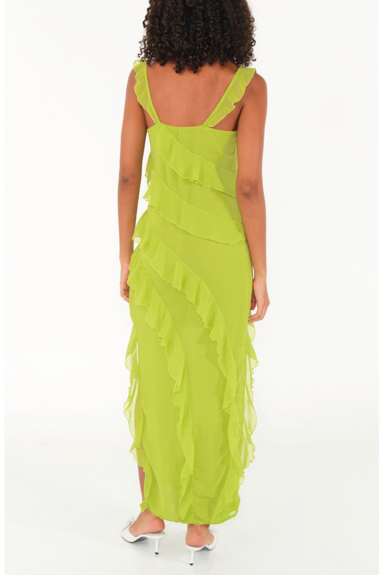 Cascade Ruffle Chiffon Maxi Dress, Alternate, color, LIME