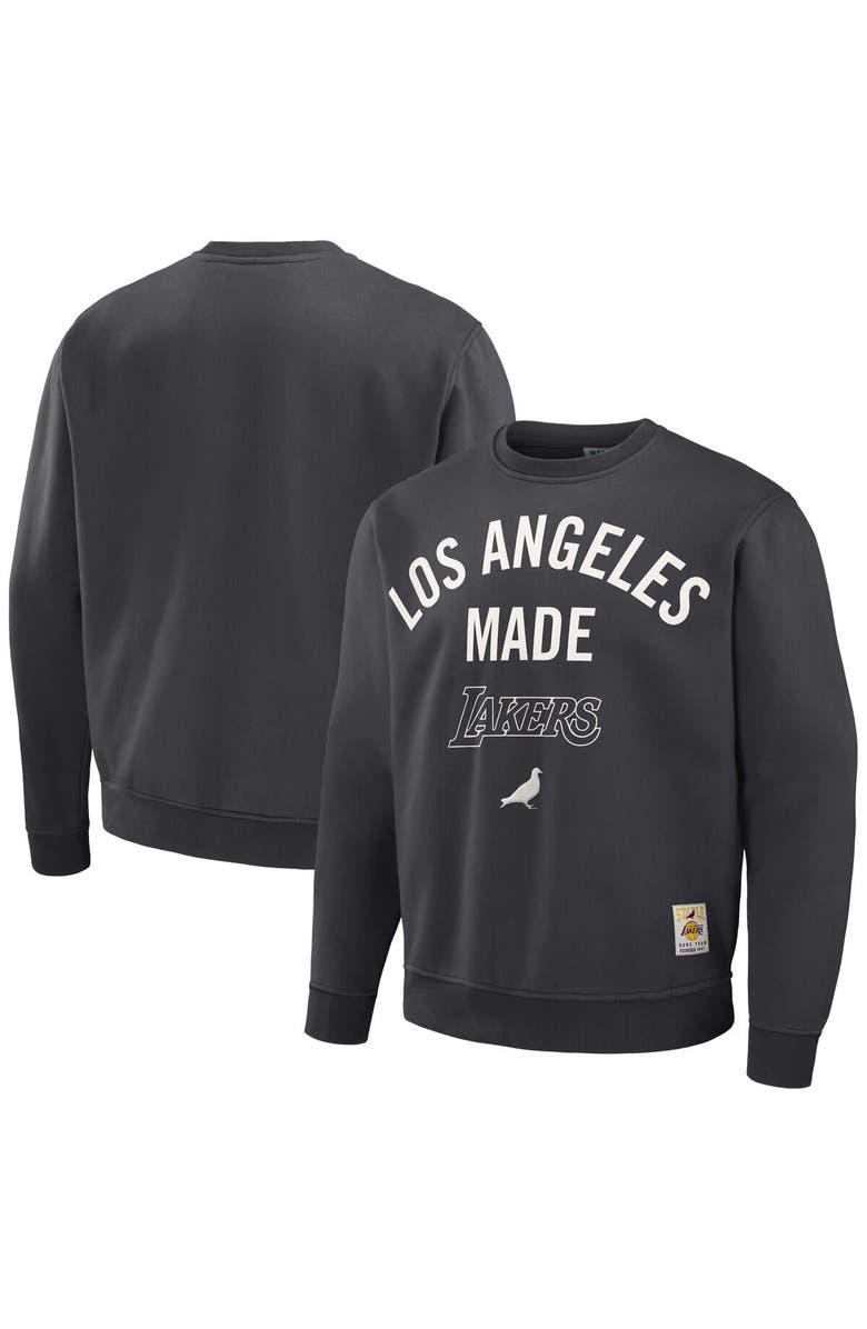 STAPLE Men's NBA x Staple Anthracite Los Angeles Lakers Plush Pullover Sweatshirt, Alternate, color, 