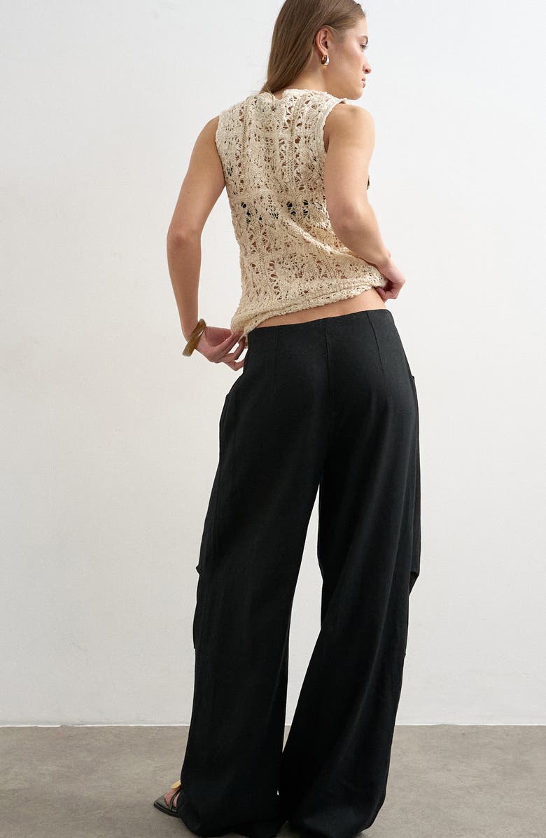 Topshop Wide Leg Linen & Cotton Utility Pants, Alternate, color,