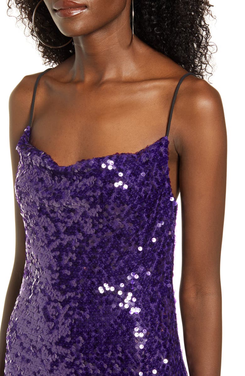 WAYF Rocky Sequin Cowl Neck Minidress, Alternate, color, 