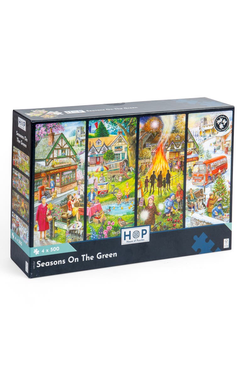The House of Puzzles Seasons on the Green Assorted 4-Pack 500-Piece Jigsaw Puzzles, Main, color, 