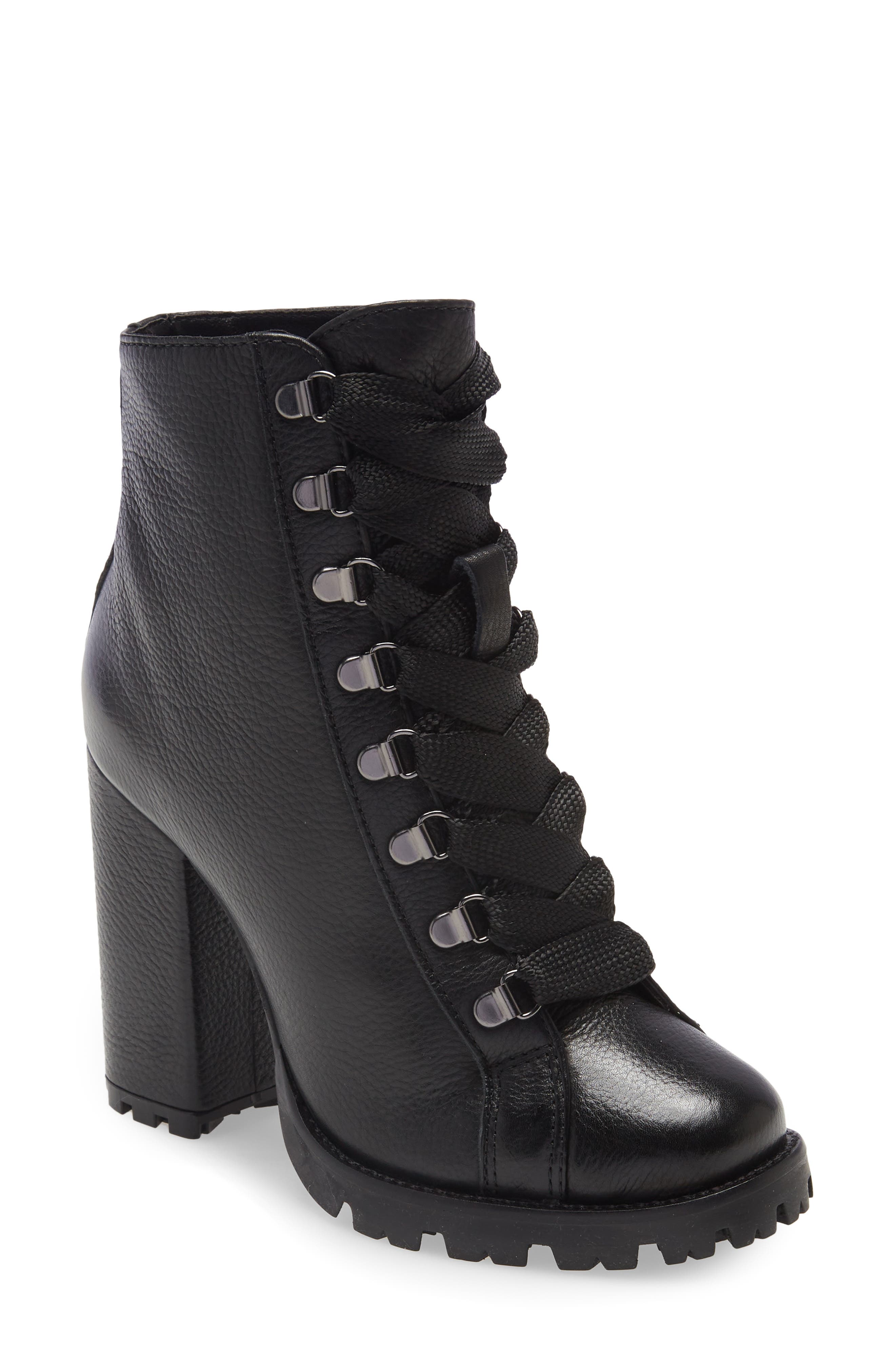 Zhara Lace-Up Boot, Main, color, BLACK LEATHER