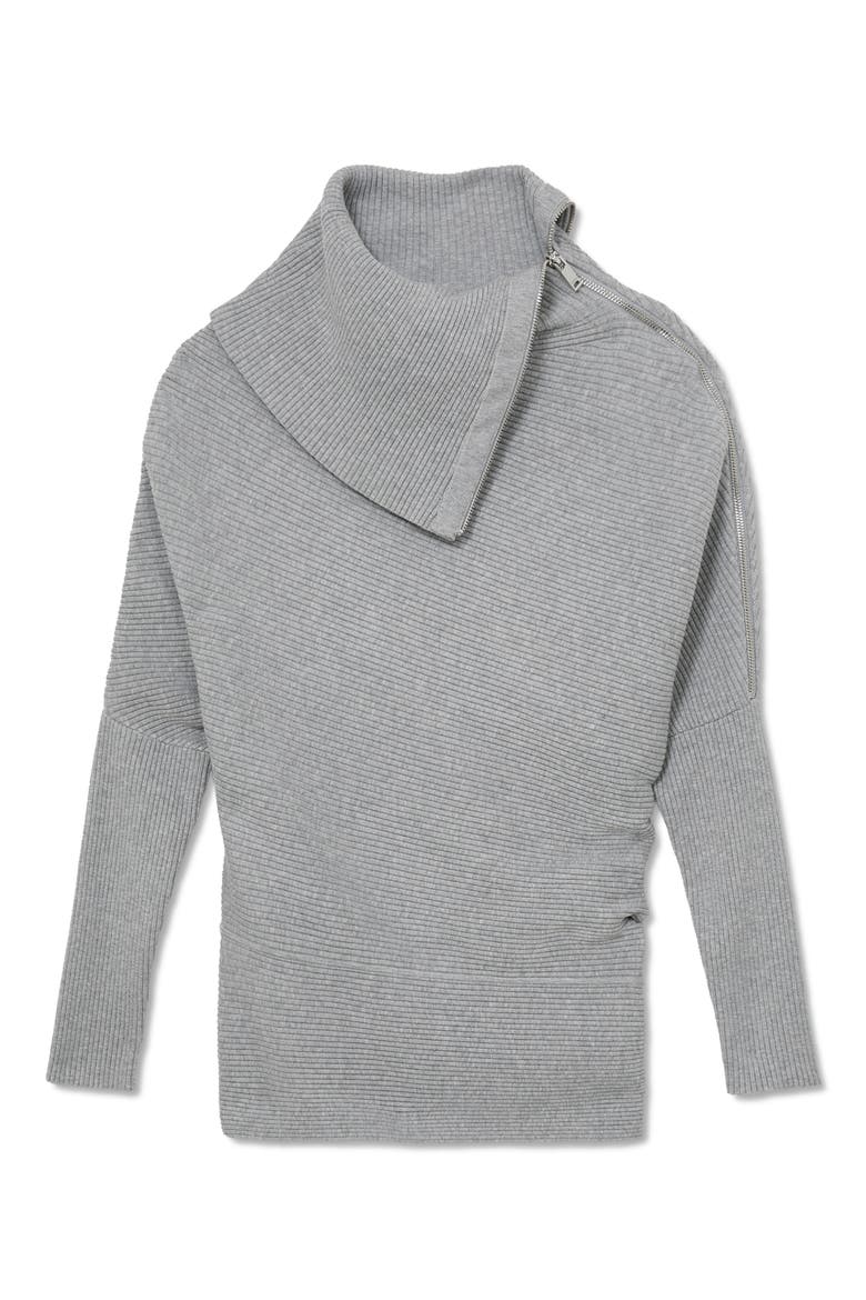 Leena Off the Shoulder Ribbed Sweater, Alternate, color, GREY MARL