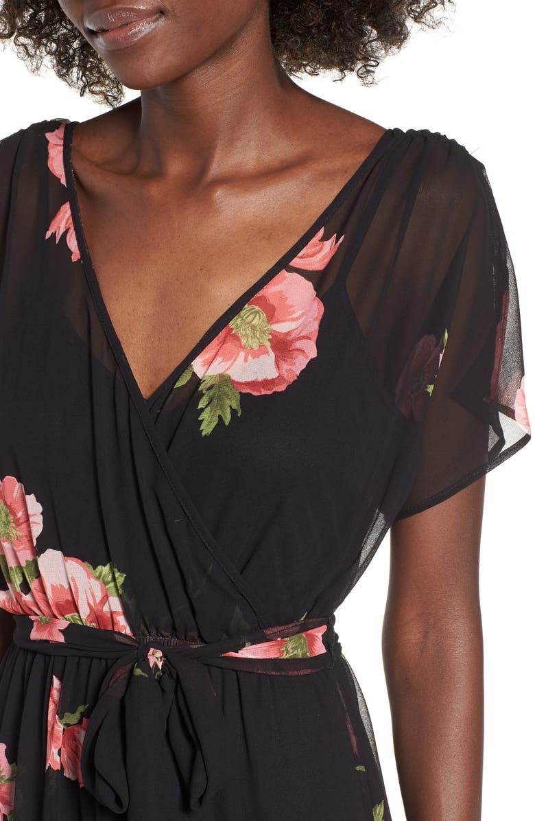 Row A Surplice Tie Floral Maxi Dress, Alternate, color, 