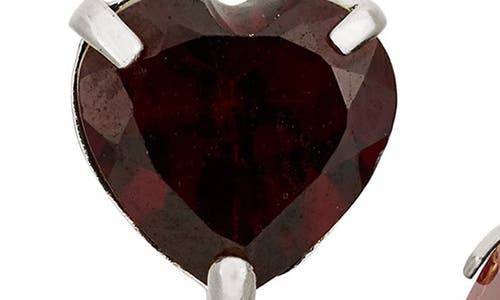 Fzn 10k Gold Garnet Heart Stud Earrings In White