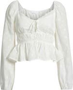 All in Favor Embroidered Long Sleeve Peplum Top