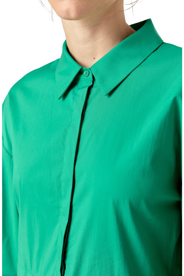 Puff Sleeve Shirtdress, Alternate, color, GREEN