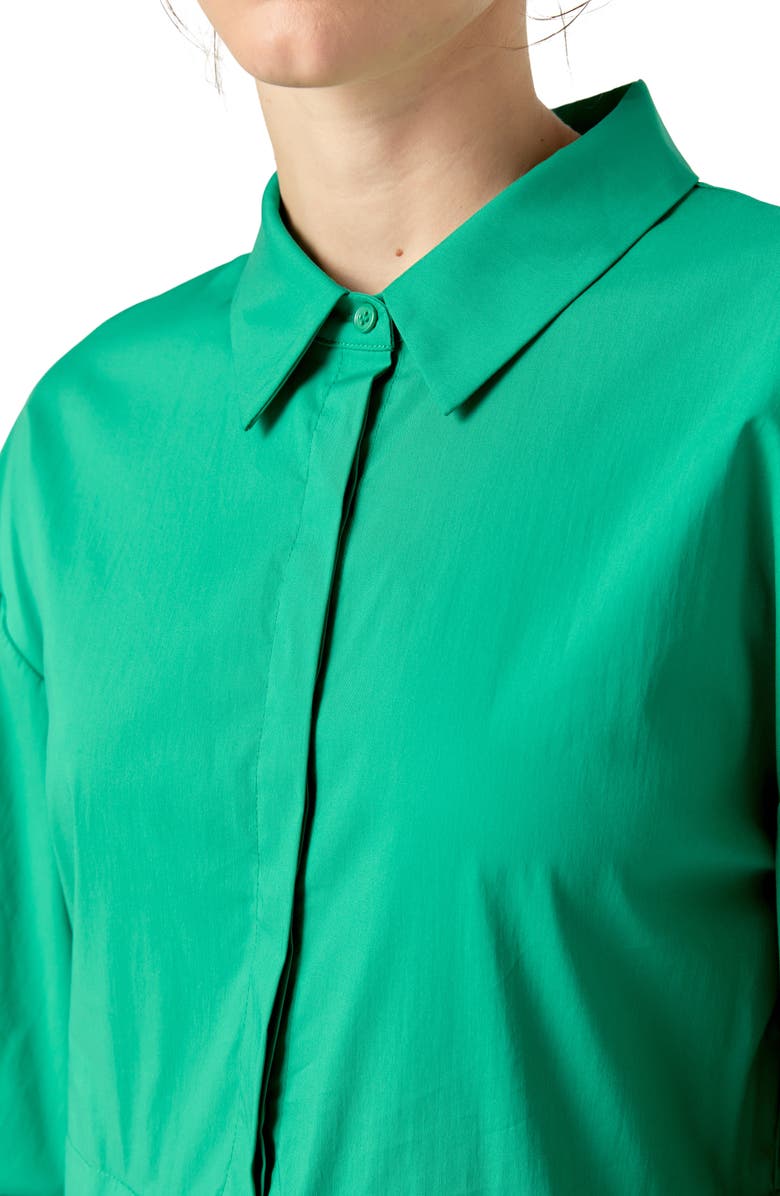 English Factory Puff Sleeve Shirtdress, Alternate, color, Green