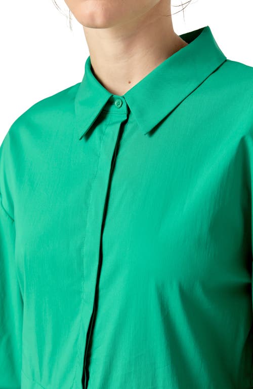 English Factory Puff Sleeve Shirtdress In Green