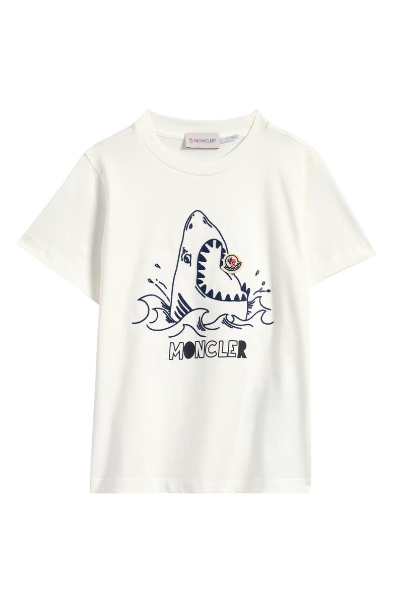 Moncler Kids' Shark Embroidered Cotton Graphic T-Shirt, Main, color,