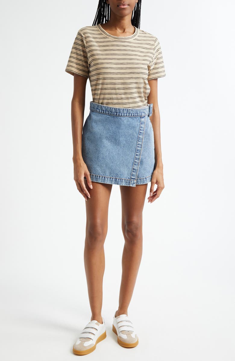 Veronica Beard Carla Crewneck Cotton T-Shirt, Alternate, color, Stone Khaki Black