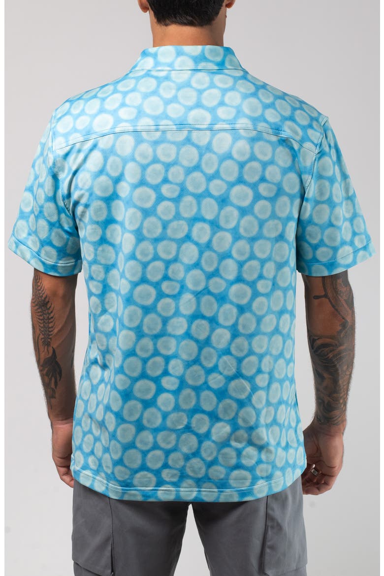Aqua Terra Mid Century Modern Tech Short Sleeve Performance Button-Up Shirt, Alternate, color, GREEN MULTI