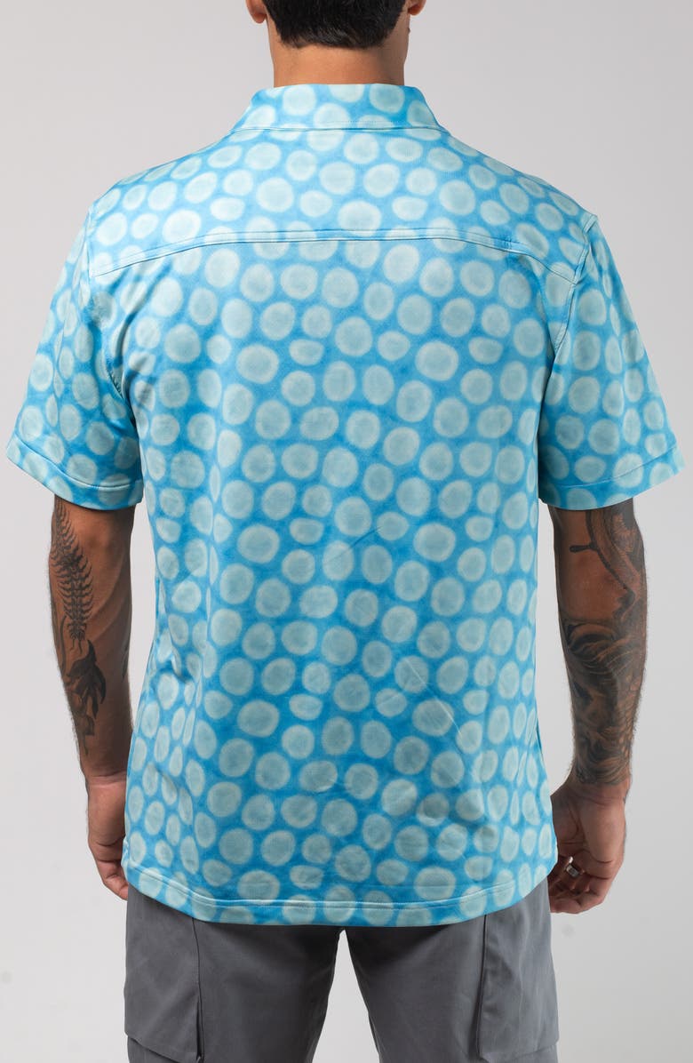 VAST Aqua Terra Mid Century Modern Tech Short Sleeve Performance Button-Up Shirt, Alternate, color, Green Multi