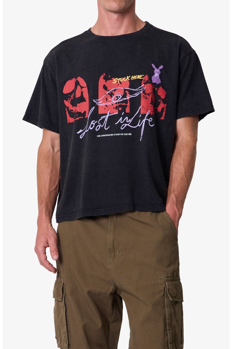 Lost in Life Cotton Graphic T-Shirt, Alternate, color, WASHED BLACK