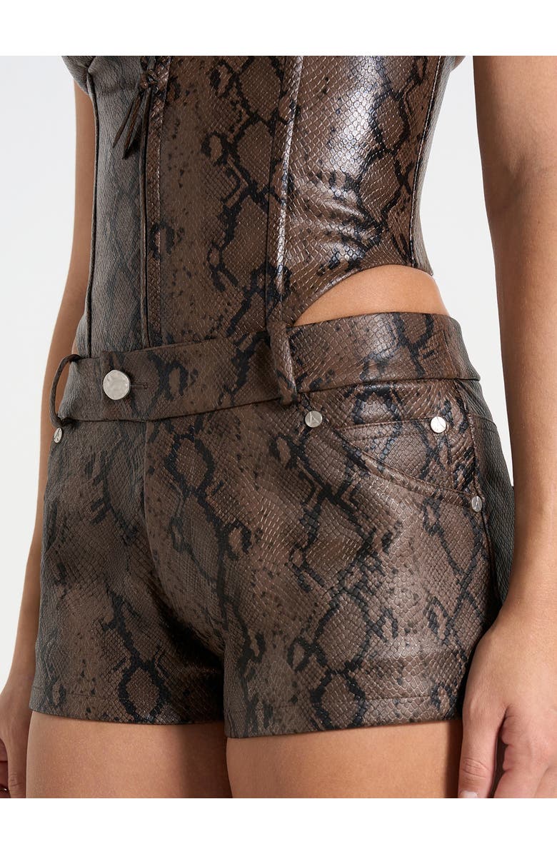 Manière De Voir Samia Python Mini Shorts, Alternate, color, Brown