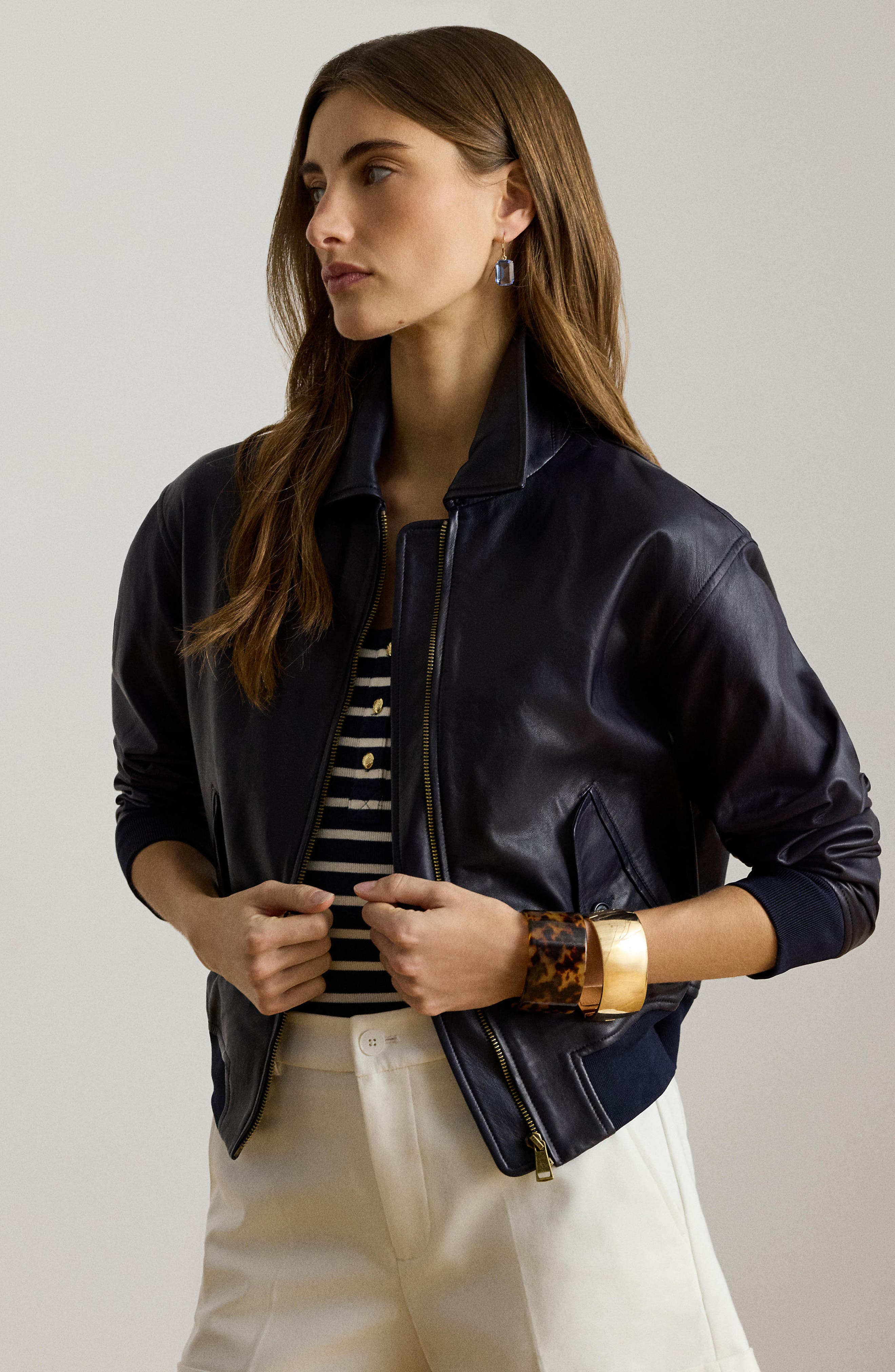 Modern Leather Bomber Jacket - image 2
