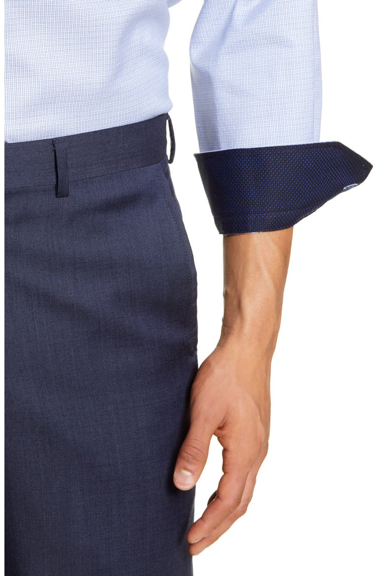 Trim Fit Check Dress Shirt, Alternate, color, LIGHT BLUE