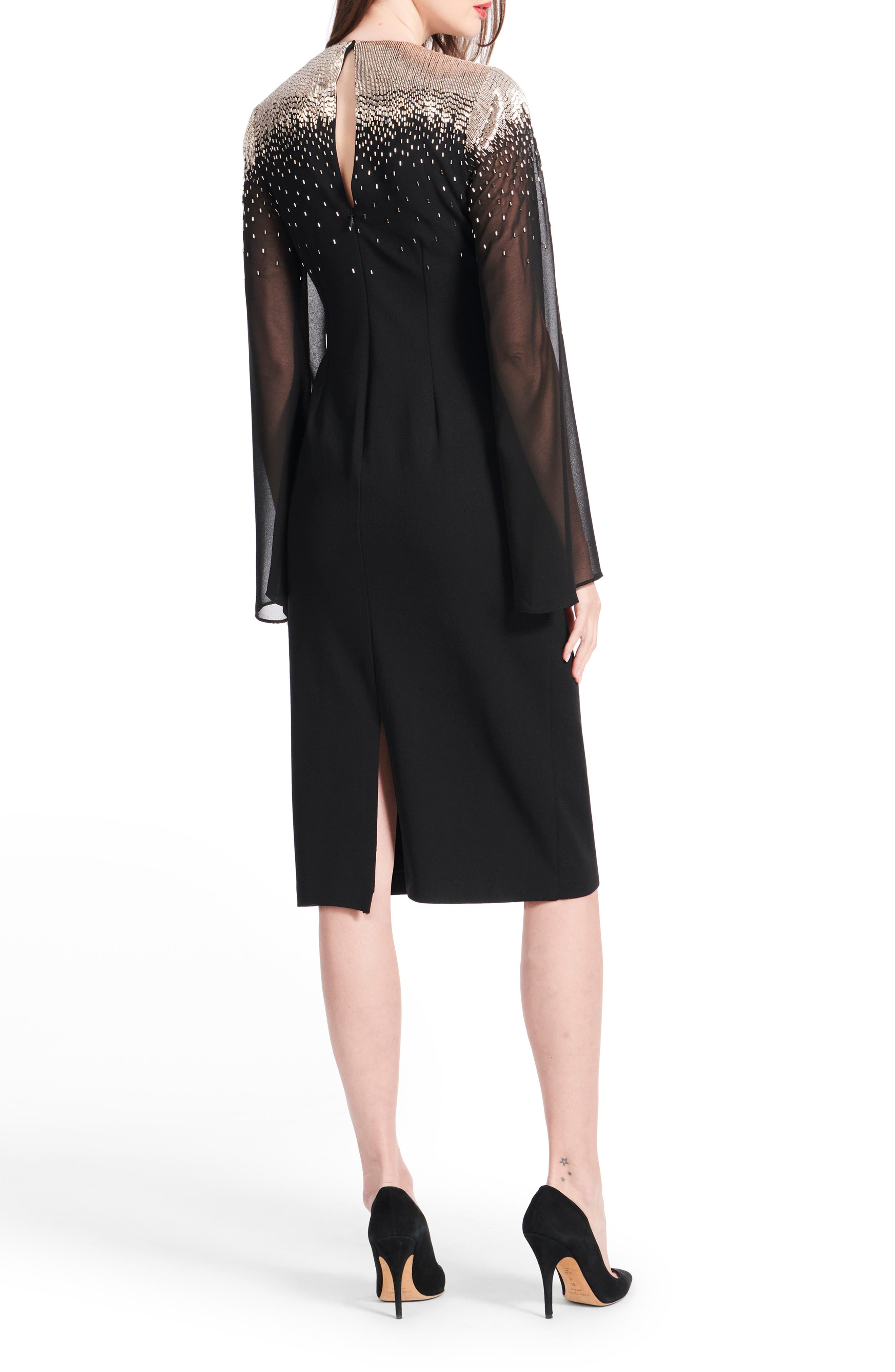 Beaded Stretch Crepe Cocktail Dress - image 2