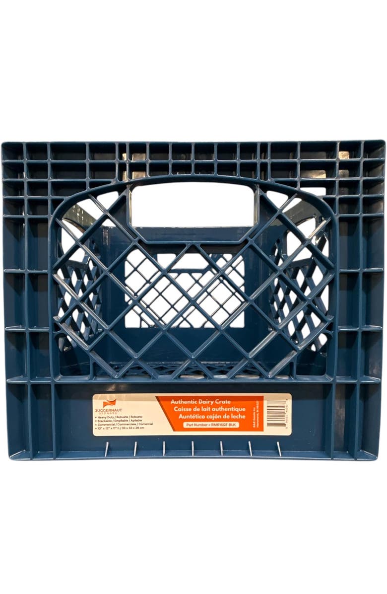 Juggernaut Storage Milk Crate 16 Quart Blue Multi Purpose Storage, Alternate, color, Blue